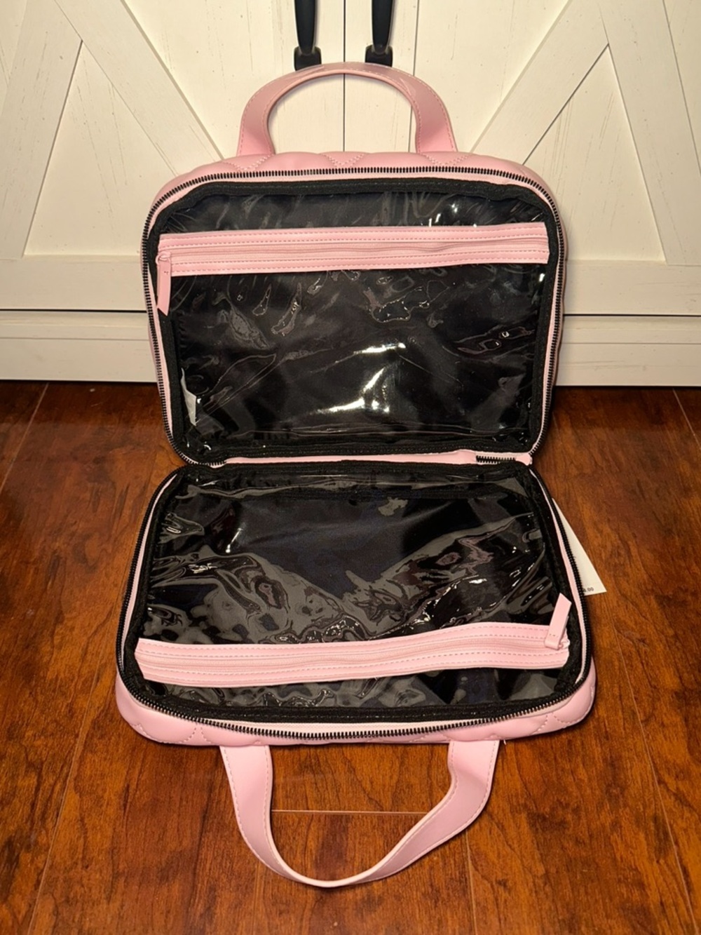 Betsey Johnson Pink Quilted Heart Cosmetic Bag with Bow - Picture 3 of 3